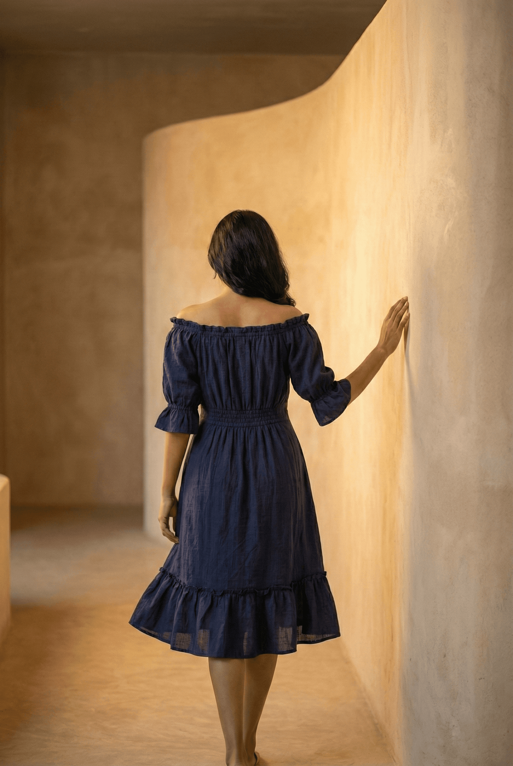 Aria Off-Shoulder Puff Sleeve Midi Dress view 3