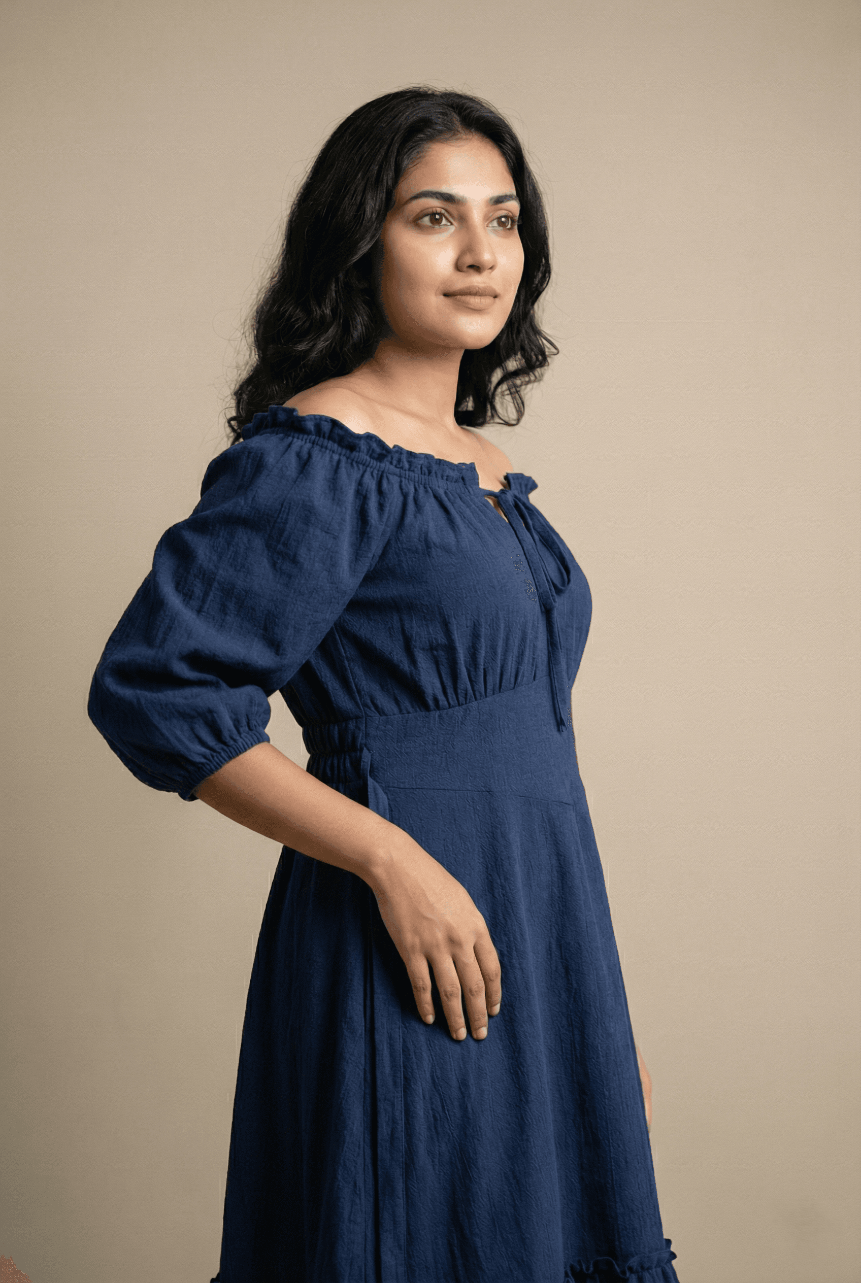 Aria Off-Shoulder Puff Sleeve Midi Dress view 2