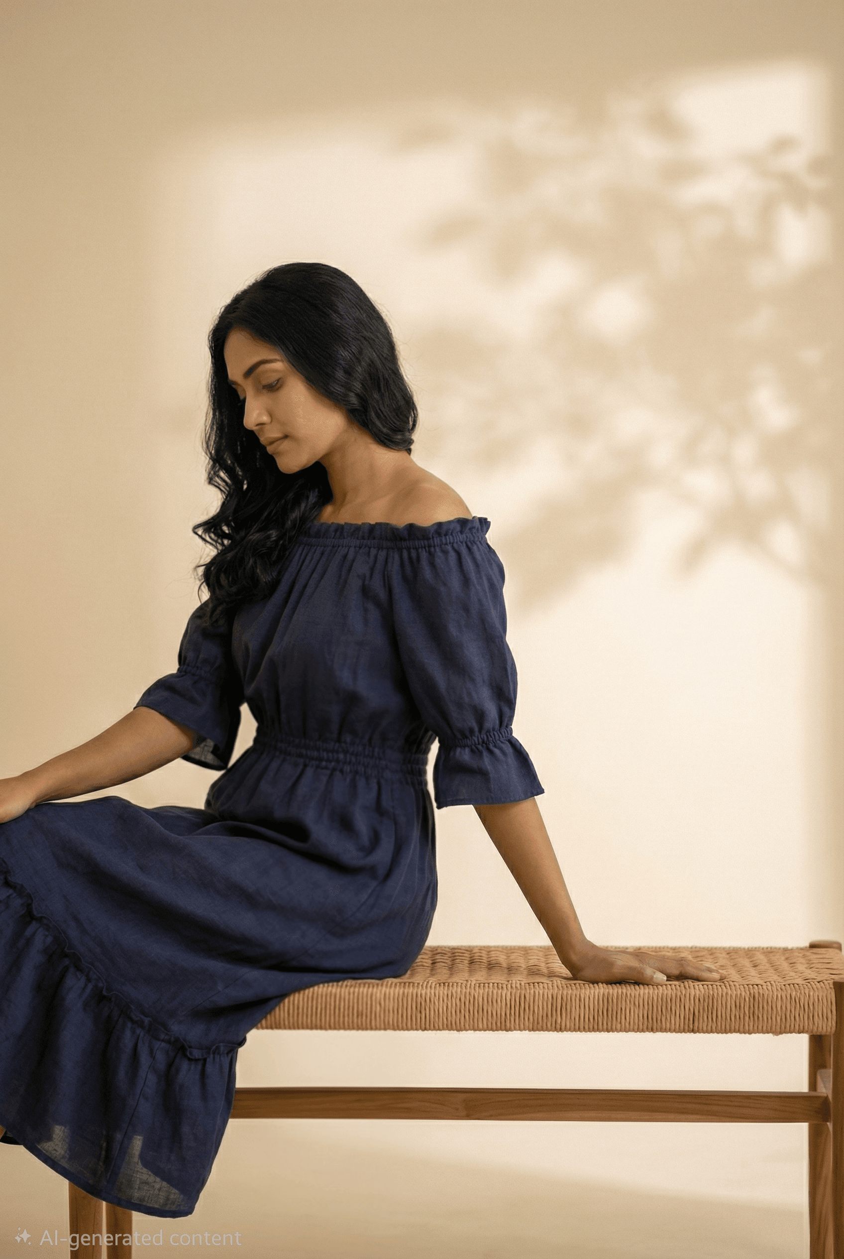 Aria Off-Shoulder Puff Sleeve Midi Dress view 4