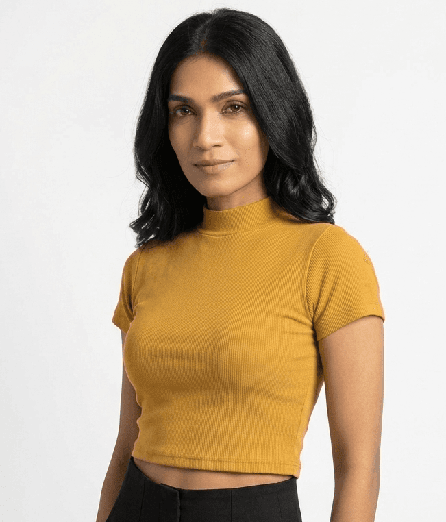 High-Neck Textured Short Sleeve Top view 3